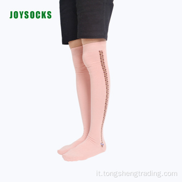 Strisce verticali del ginocchio Strisce verticali Bowknot Florial Lady&#39;s Socks